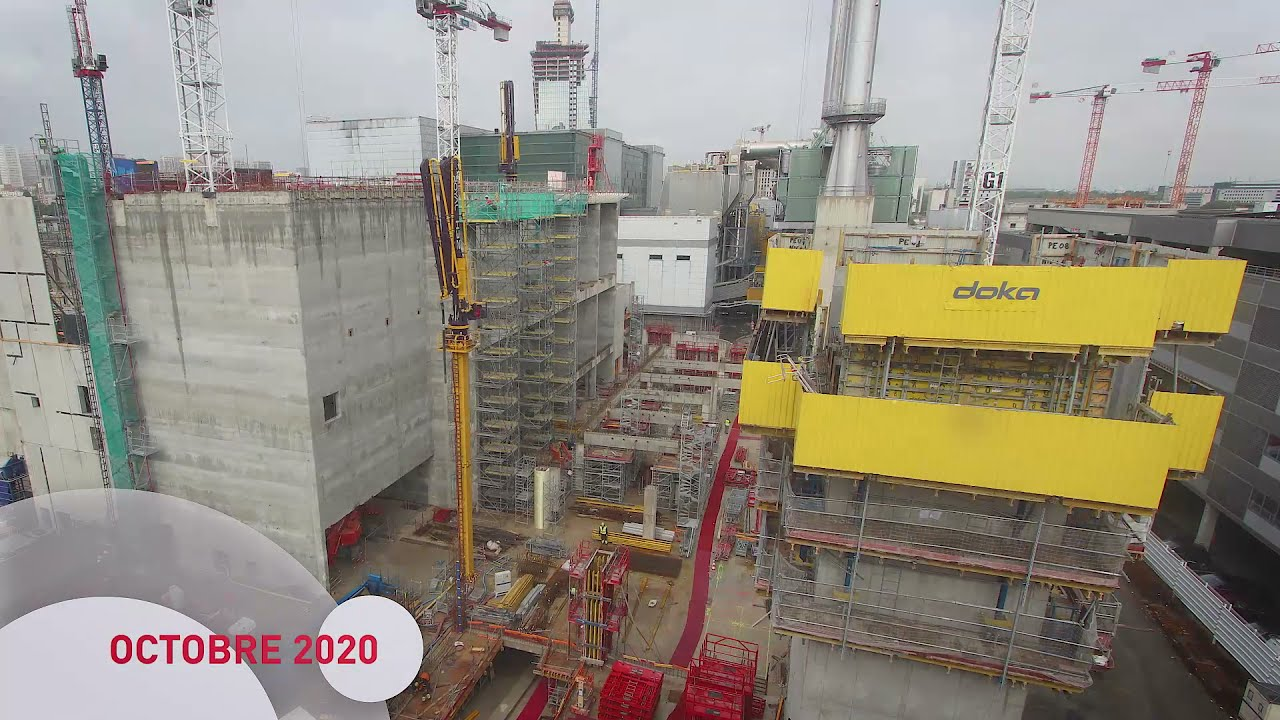 Le chantier de construction de la nouvelle UVE d’Ivry de novembre 2018 à octobre 2021.